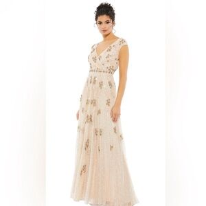 Mac Duggal #93575 Embellished Wrap Over Cap Sleeve A-Line Gown Size 22 NWT
